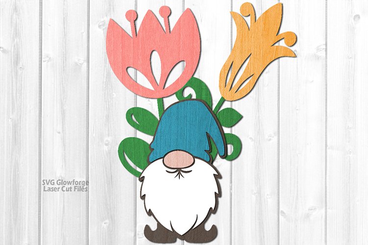 Spring Floral Gnome SVG Glowforge Files Laser Cut Files