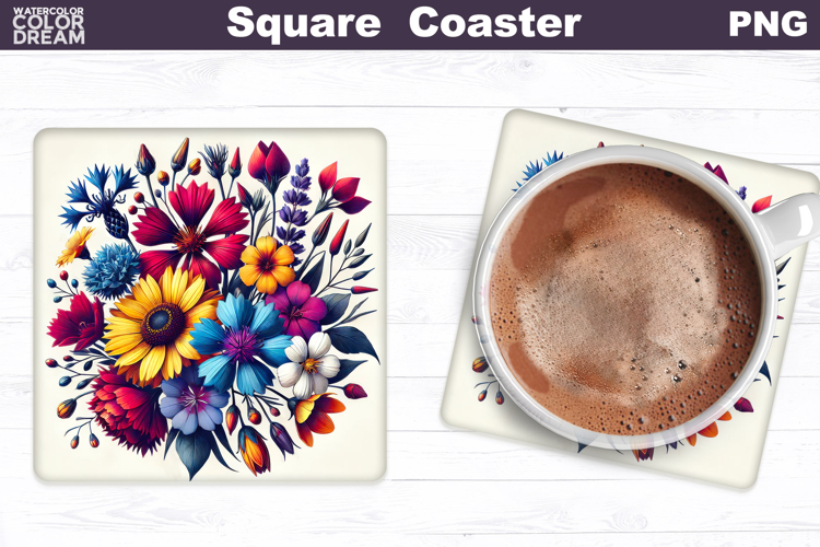 Wildflowers Square Coaster | Flowers Square Coaster