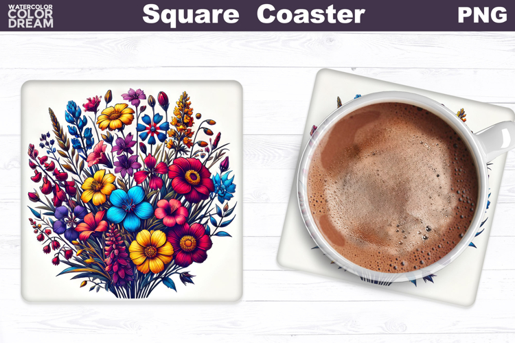 Wildflowers Square Coaster | Flowers Square Coaster