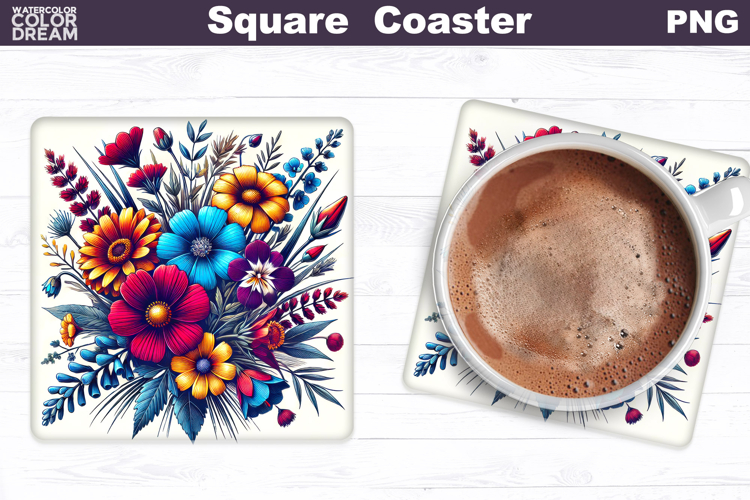 Wildflowers Square Coaster | Flowers Square Coaster