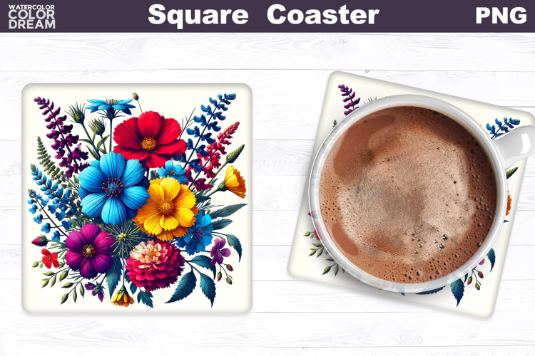 Wildflowers Square Coaster | Flowers Square Coaster