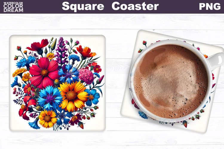 Wildflowers Square Coaster | Flowers Square Coaster
