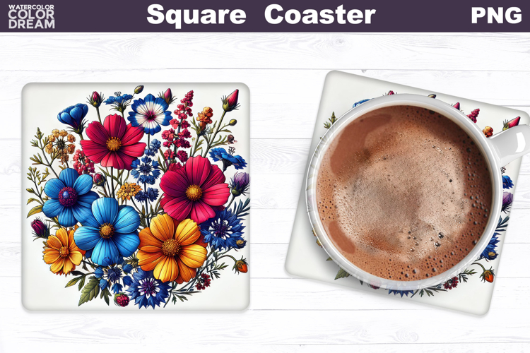 Wildflowers Square Coaster | Flowers Square Coaster