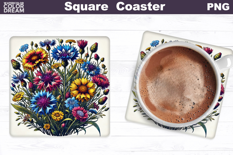 Wildflowers Square Coaster | Flowers Square Coaster
