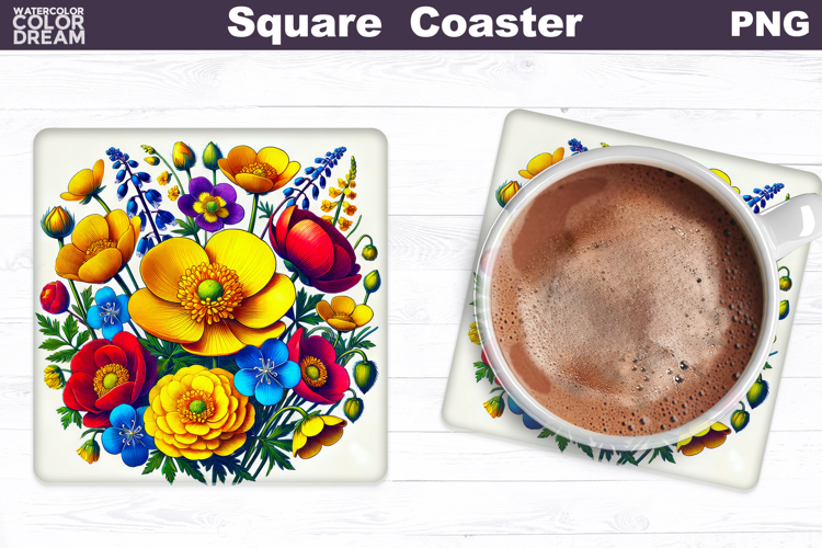 Wildflowers Square Coaster | Flowers Square Coaster