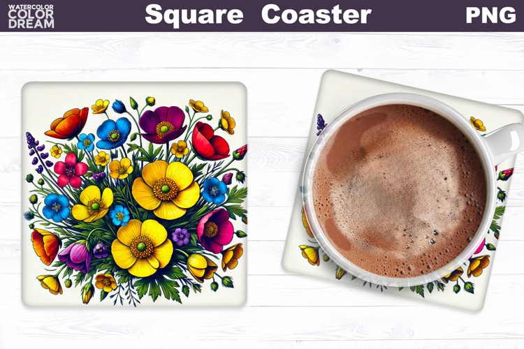 Wildflowers Square Coaster | Flowers Square Coaster