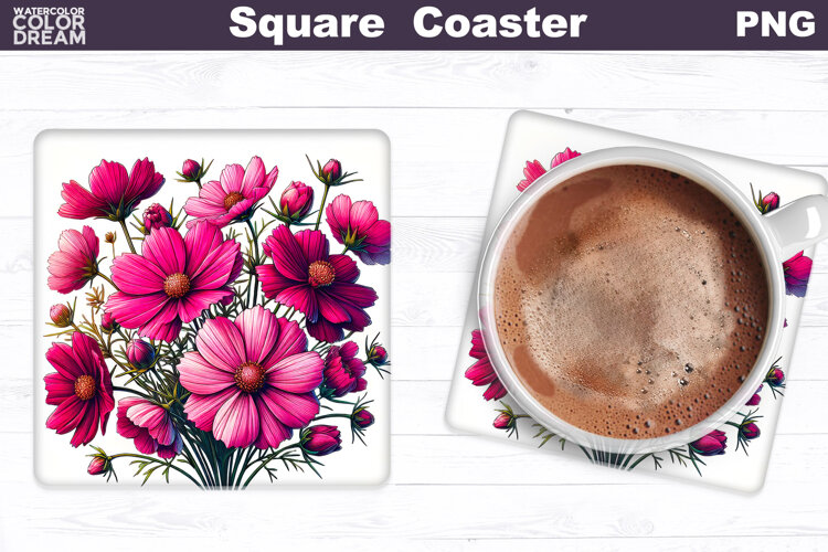 Wildflowers Square Coaster | Flowers Square Coaster example image 1