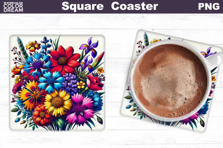 Wildflowers Square Coaster | Flowers Square Coaster