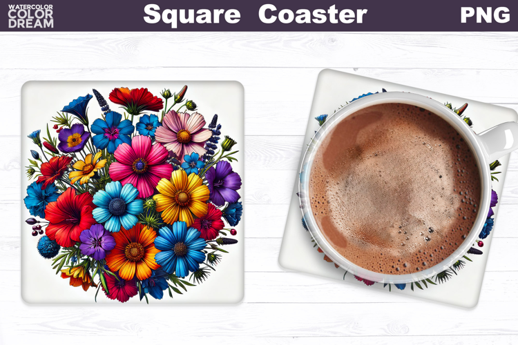 Wildflowers Square Coaster | Flowers Square Coaster