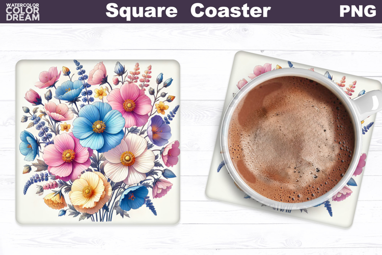 Wildflowers Square Coaster | Flowers Square Coaster
