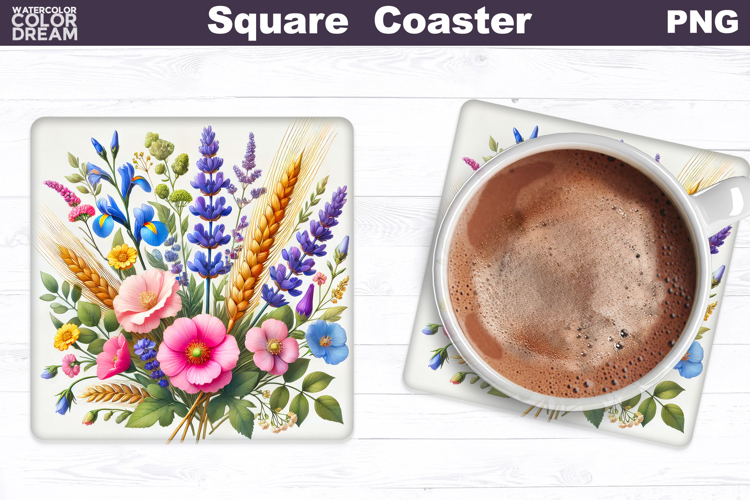 Wildflowers Square Coaster | Flowers Square Coaster
