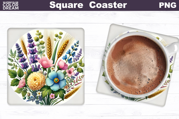Wildflowers Square Coaster | Flowers Square Coaster