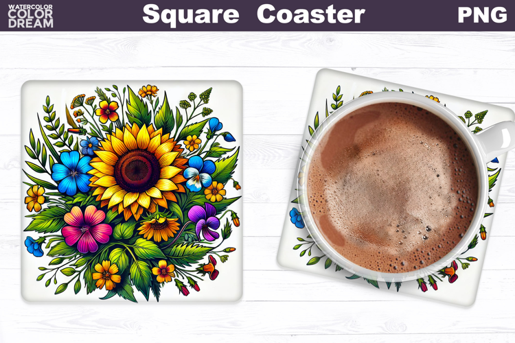 Sunflowers Square Coaster | Wildflowers Square Coaster