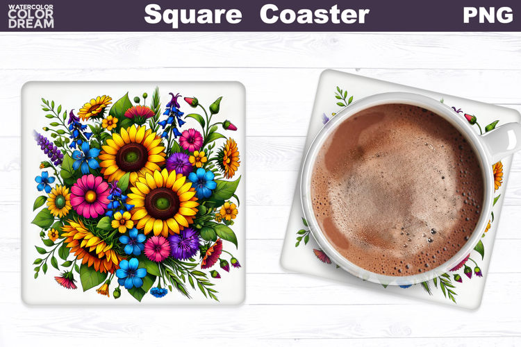 Sunflowers Square Coaster | Wildflowers Square Coaster