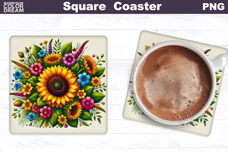 Sunflowers Square Coaster | Wildflowers Square Coaster