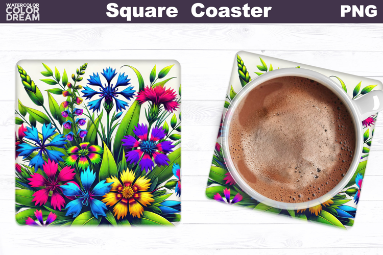 Wildflowers Square Coaster | Flowers Square Coaster