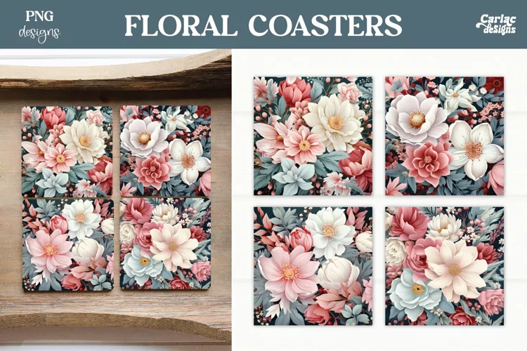 Floral Square Coaster Sublimation