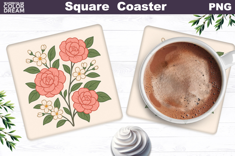 Roses Square Coaster | Vintage Floral Sublimation