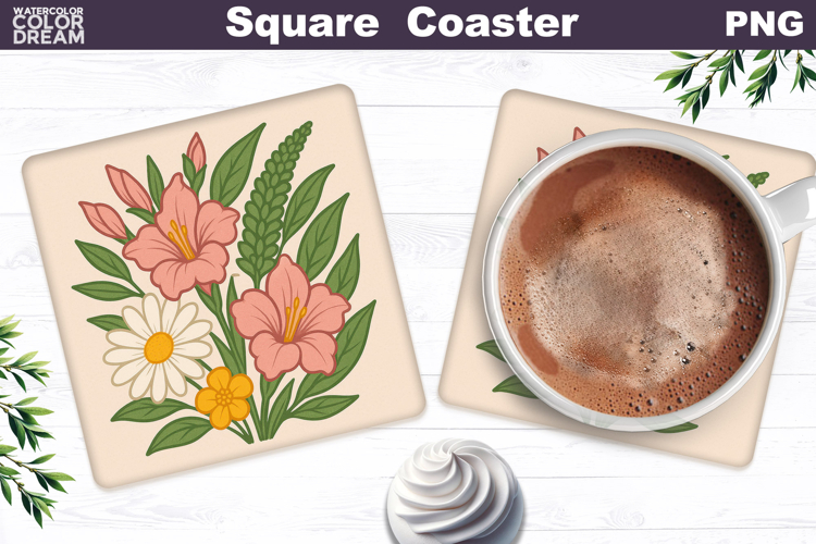 Daisies Square Coaster | Yellow Buttercups Sublimation