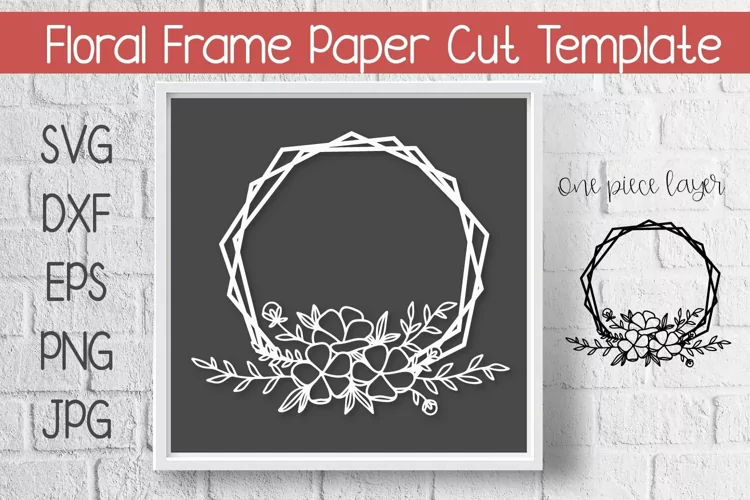 Floral Stacked Frame Paper Cut Template