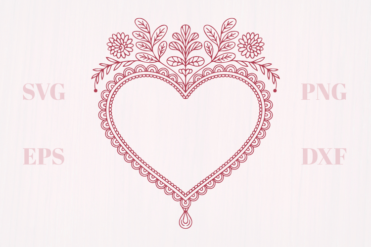 Floral Summer vintage heart SVG