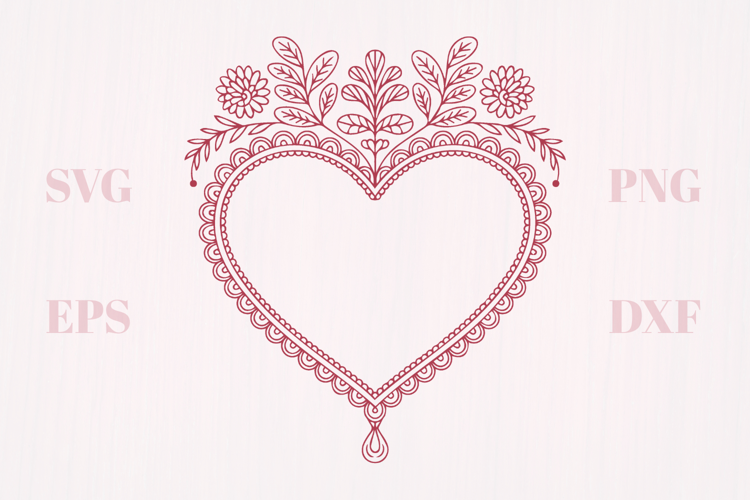 Floral Summer vintage heart SVG
