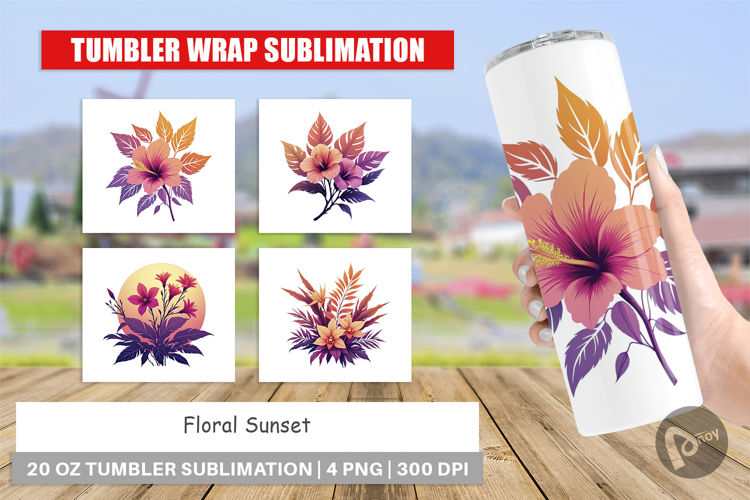 Tumbler Sunset Florals