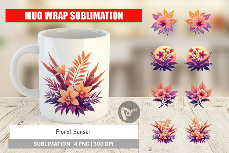 Mug Wrap Sunset Florals