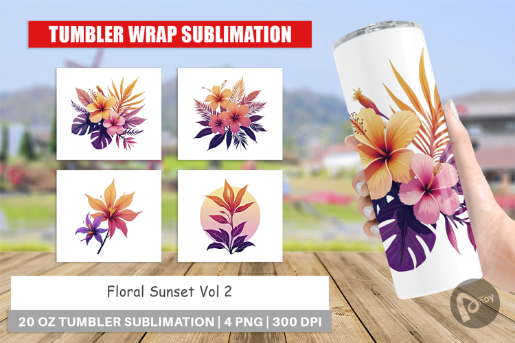 Tumbler Sunset Florals