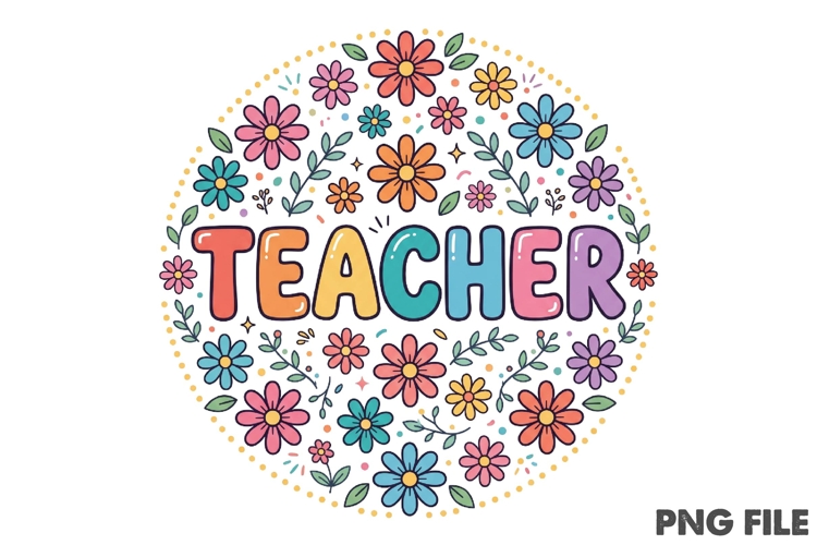 Floral Teacher Sublimation PNG