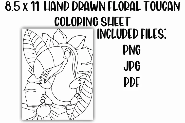 Floral Toucan Kids Coloring Sheet