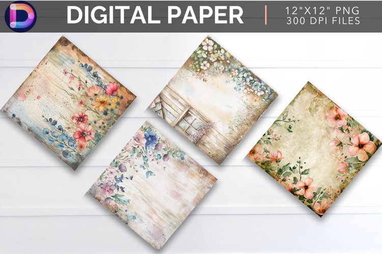 Floral Tree Digital Paper example image 1