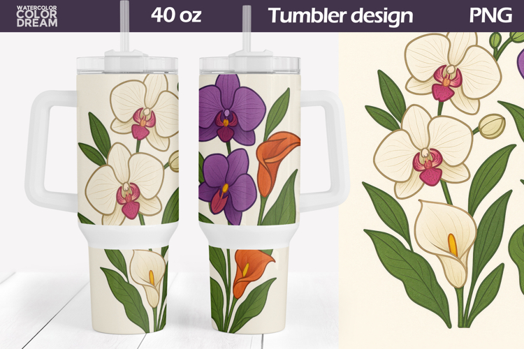 Orchid Tumbler Wrap 40 Oz | Tropical Floral Tumbler