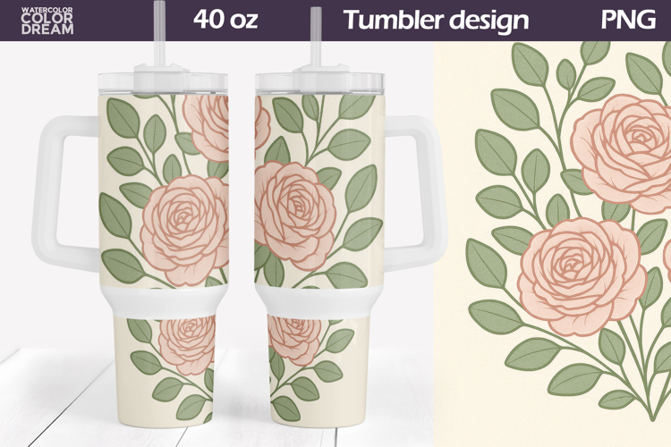 Pastel Roses Tumbler Wrap 40 Oz | Spring Floral Tumbler