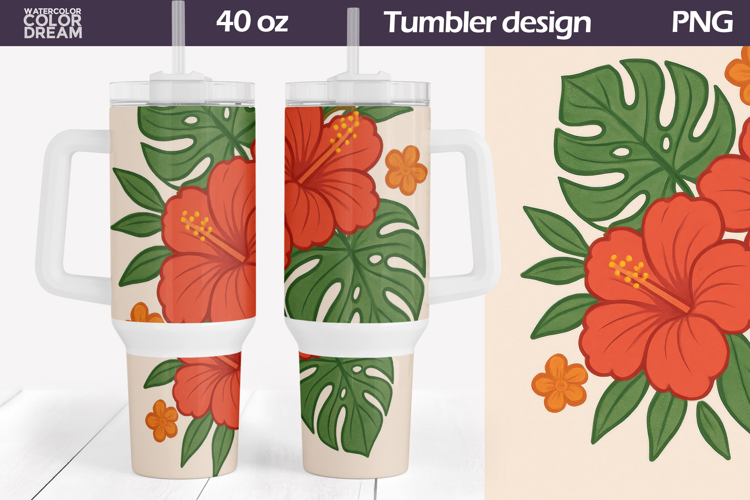 Tropical Flowers Tumbler Wrap 40 Oz | Summer Floral Tumbler