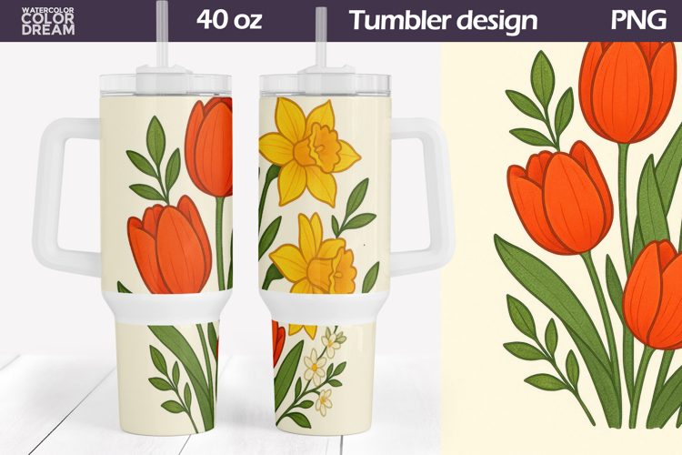 Tulip Daffodil Tumbler Wrap | 40 oz Spring Floral