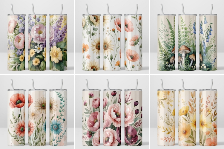 Tumbler Wrap PNG tumbler wrap bundle 6 floral designs 20oz