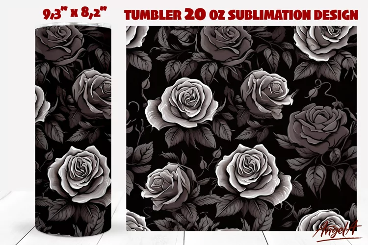 Floral tumbler wrap / Roses tumbler wrap, dark roses pattern