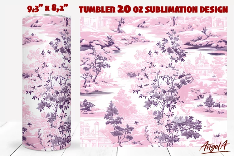 Floral tumbler wrap / Pink and purple tumbler sublimation