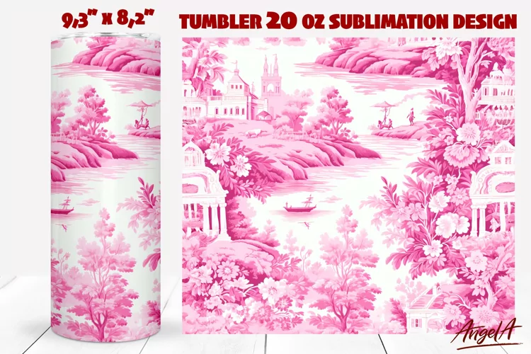 Floral tumbler wrap / pink tumbler sublimation