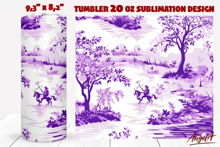 Floral tumbler wrap / purple tumbler sublimation, landscape