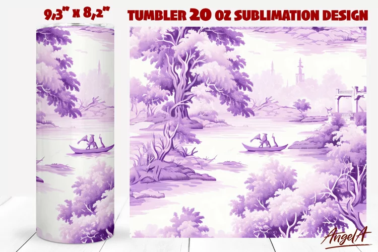 Floral tumbler wrap / purple plants tumbler, nature scene
