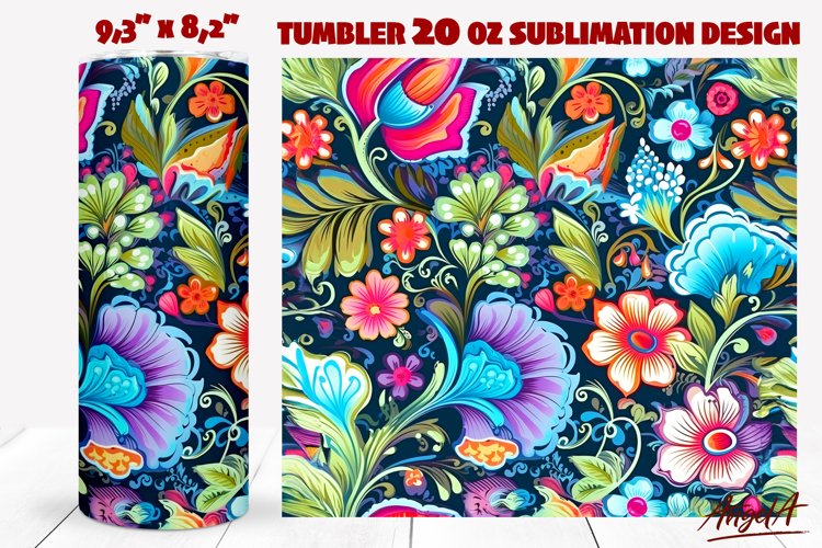 Floral tumbler wrap / paisley pattern / flower tumbler example image 1