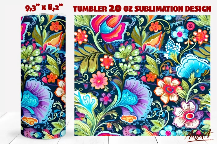 Floral tumbler wrap / paisley pattern / flower tumbler