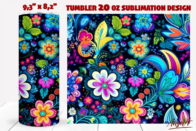 Floral tumbler wrap / paisley pattern / flower tumbler wrap