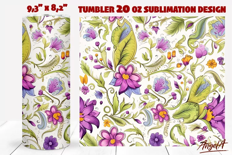 Floral tumbler wrap / paisley pattern / flower tumbler wrap