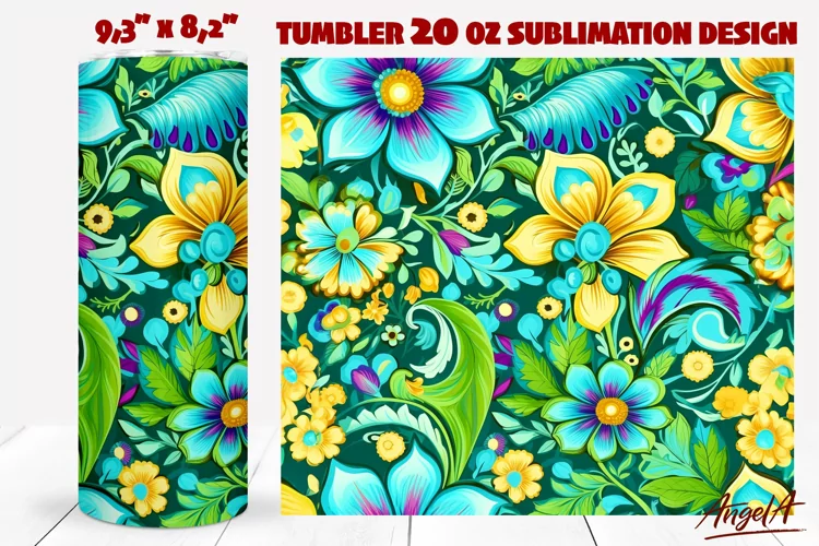 Floral tumbler wrap / flower tumbler wrap / paisley pattern