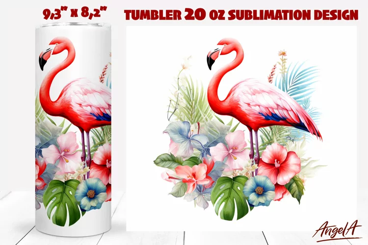 Flamingo tumbler wrap / summer tumbler wrap / bird tumbler
