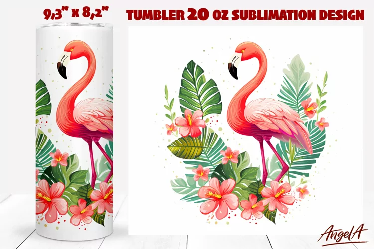 Flamingo tumbler wrap / pink flamingo sublimation