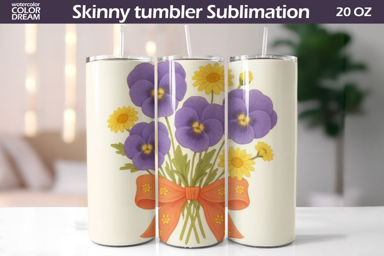 Wildflowers Tumbler | Pansies Tumbler Sublimation